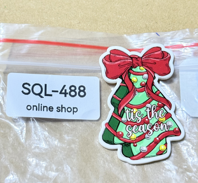 Xmas6 Glitter Acrylics for Badge Reels/Keychains/Pop Sockets ect.