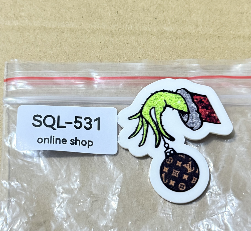 Xmas6 Glitter Acrylics for Badge Reels/Keychains/Pop Sockets ect.