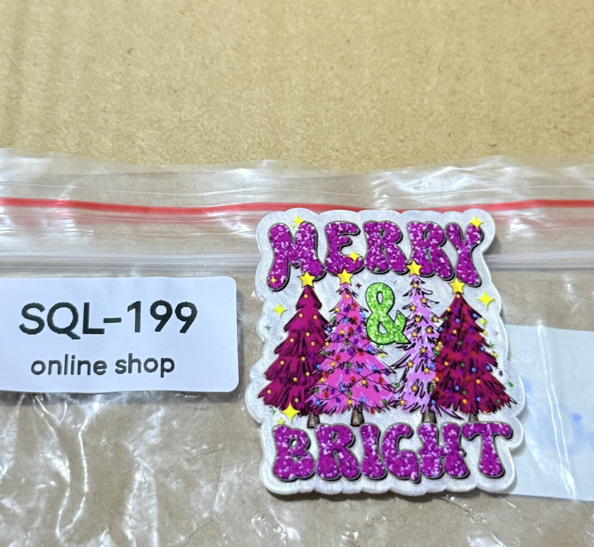 Xmas3 Glitter Acrylics for Badge Reels/Keychains/Pop Sockets ect.