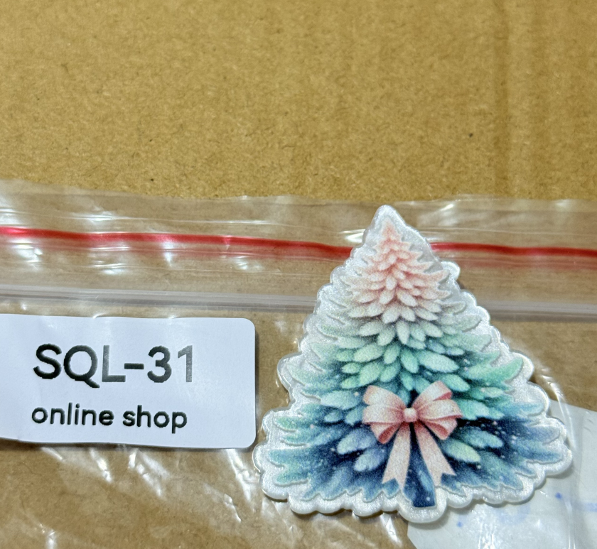 Xmas1 Glitter Acrylics for Badge Reels/Keychains/Pop Sockets ect.