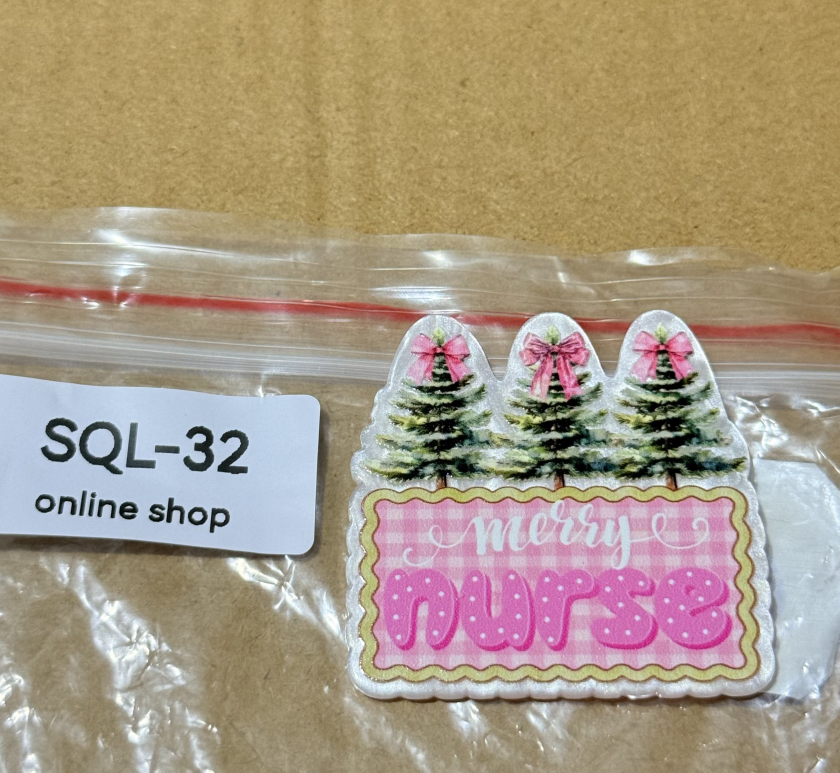 Xmas1 Glitter Acrylics for Badge Reels/Keychains/Pop Sockets ect.