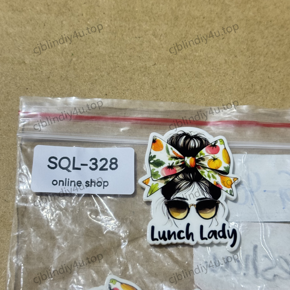 Lunch Lady Acrylics for Badge Reels/Keychains/Pop Sockets ect.