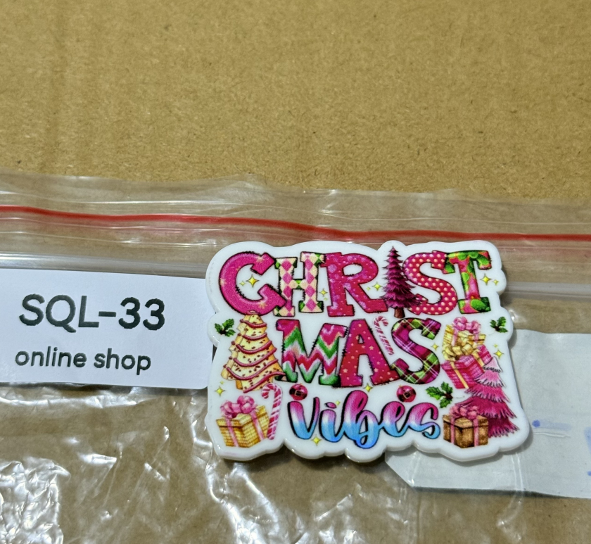 Xmas1 Glitter Acrylics for Badge Reels/Keychains/Pop Sockets ect.