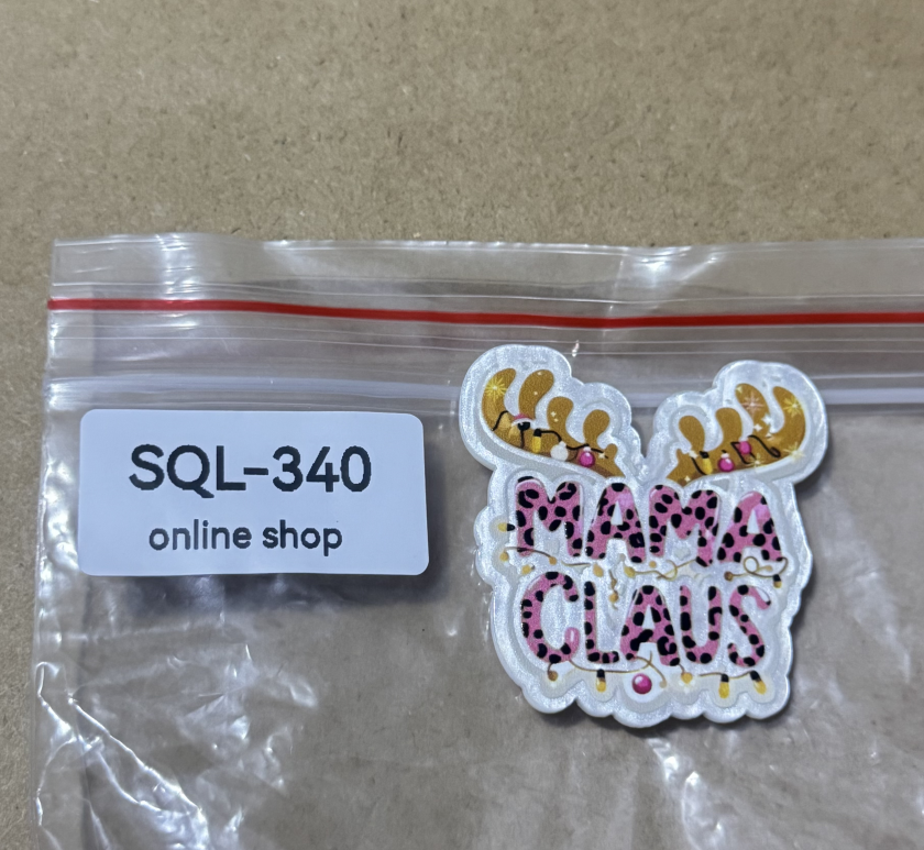 Xmas4 Glitter Acrylics for Badge Reels/Keychains/Pop Sockets ect.