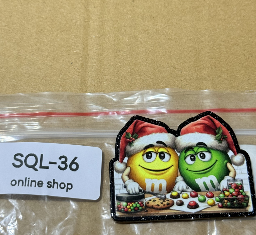 Xmas1 Glitter Acrylics for Badge Reels/Keychains/Pop Sockets ect.