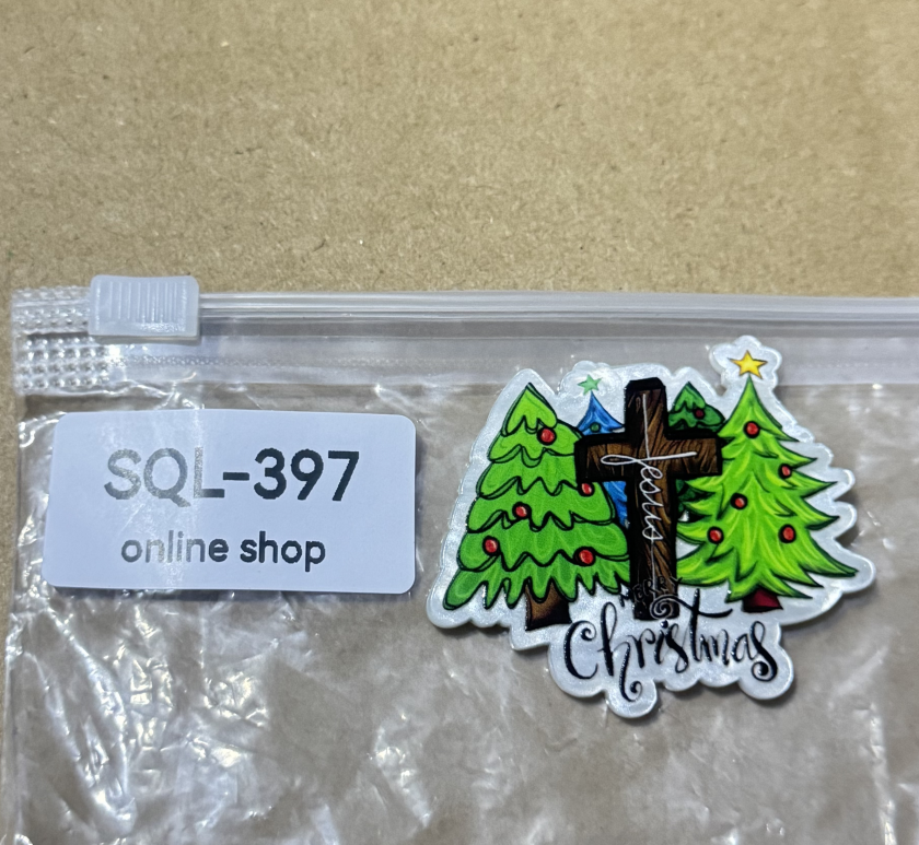 Xmas5 Glitter Acrylics for Badge Reels/Keychains/Pop Sockets ect.