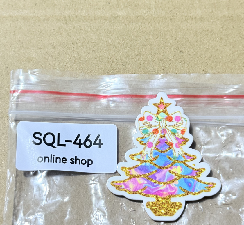 Xmas5 Glitter Acrylics for Badge Reels/Keychains/Pop Sockets ect.