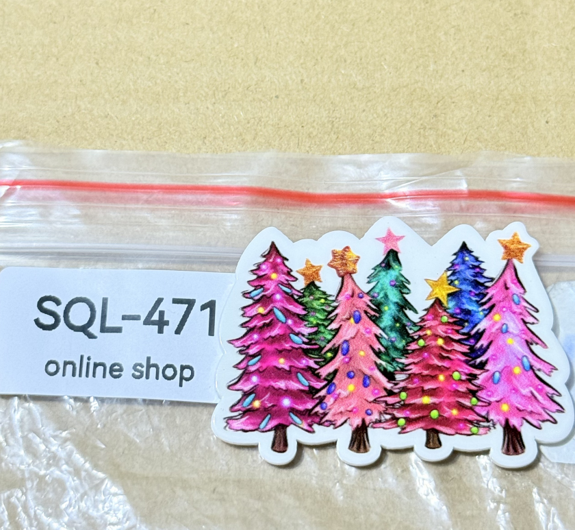 Xmas5 Glitter Acrylics for Badge Reels/Keychains/Pop Sockets ect.