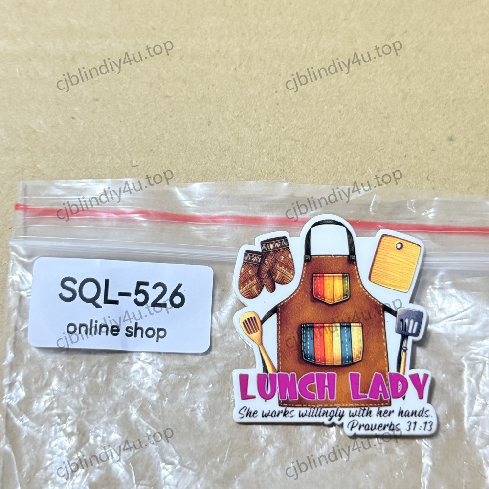 Lunch Lady Acrylics for Badge Reels/Keychains/Pop Sockets ect.