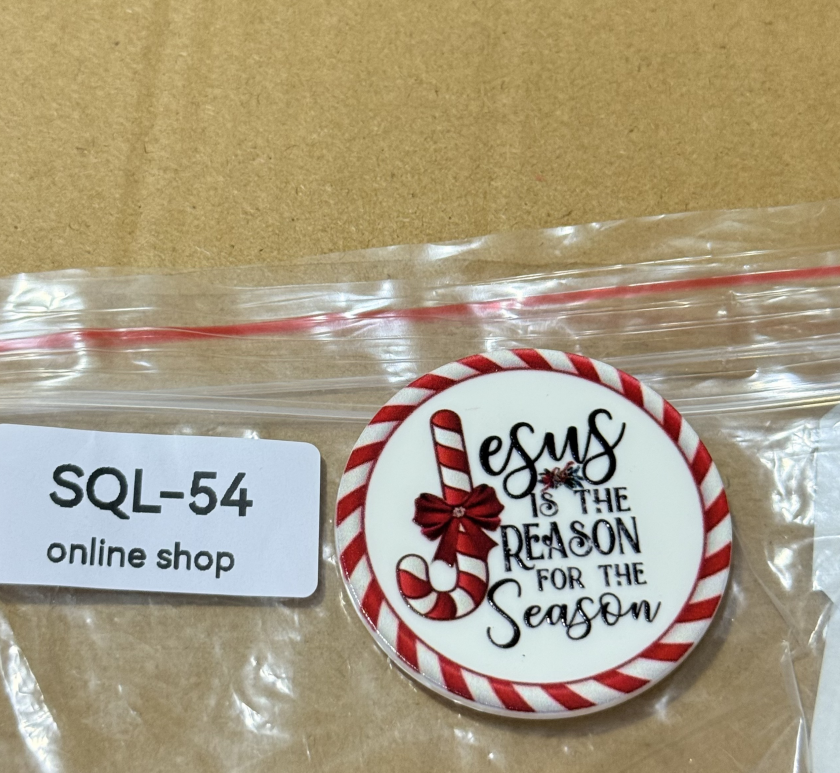 Xmas1 Glitter Acrylics for Badge Reels/Keychains/Pop Sockets ect.