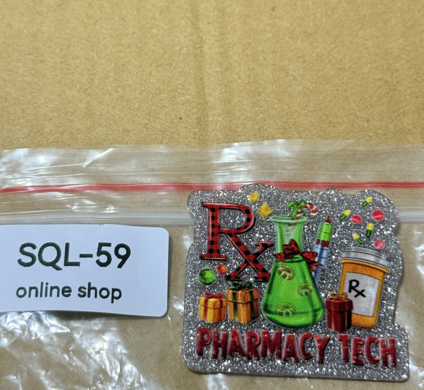 Xmas1 Glitter Acrylics for Badge Reels/Keychains/Pop Sockets ect.