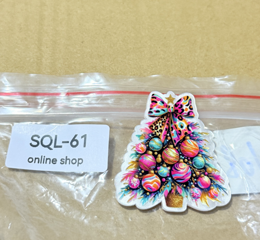Xmas1 Glitter Acrylics for Badge Reels/Keychains/Pop Sockets ect.